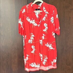 Volcom Coral Red Floral Cover Up